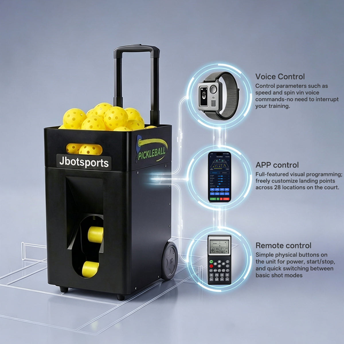 Jbotsports JP-02 Pro Smart Portable Pickleball Machine (AI Voice Control)