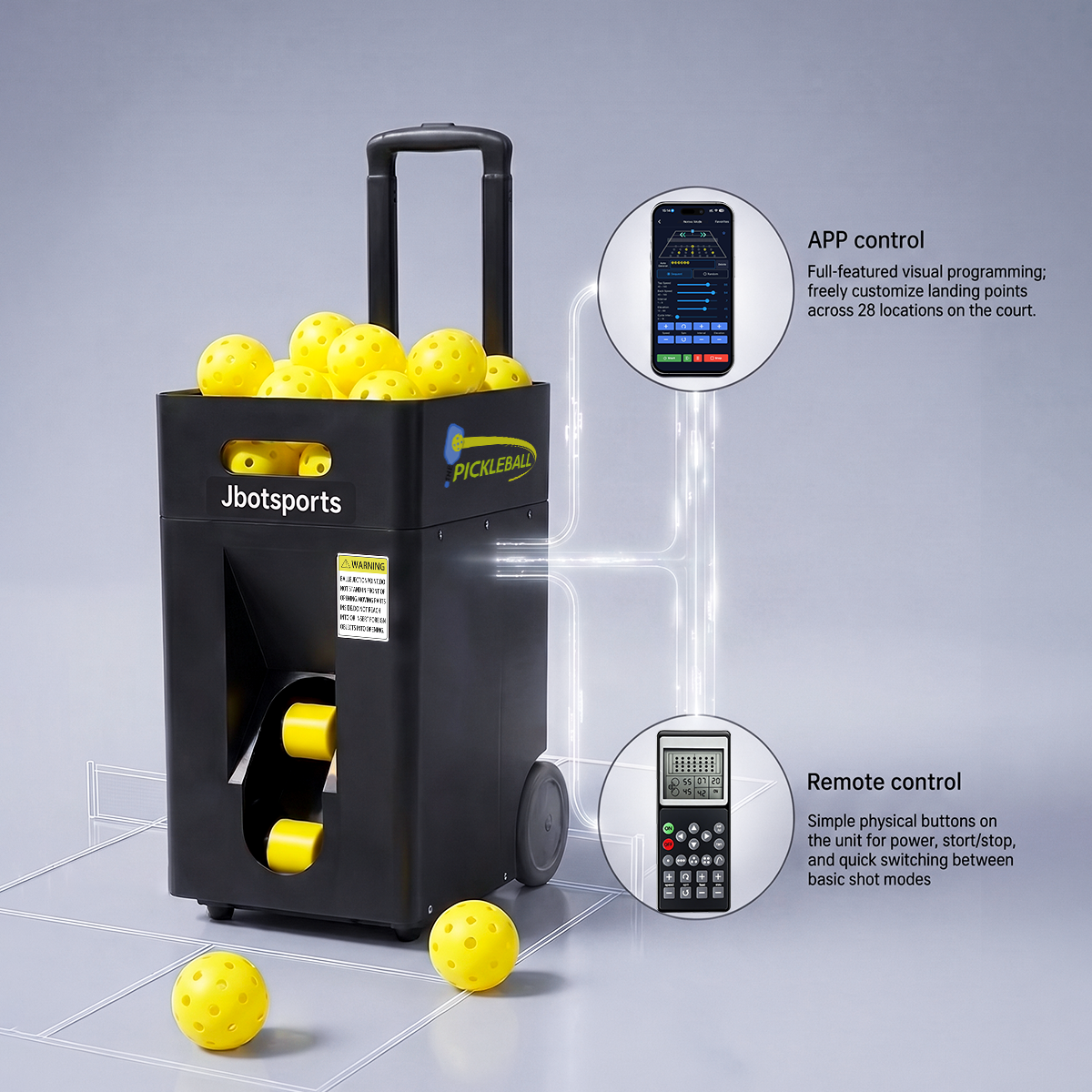 Jbotsports JP-02 Pro Smart Portable Pickleball Machine (AI Voice Contr