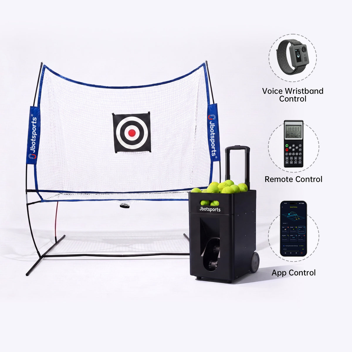 Jbotsports JT-02 Pro Portable Tennis Machine with Optional AI Voice & Net Bundle