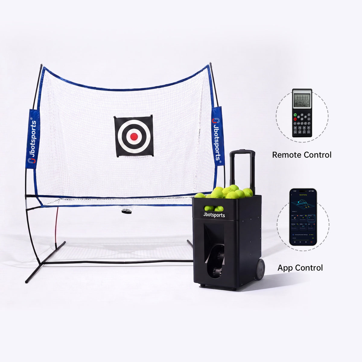 Jbotsports JT-02 Pro Portable Tennis Machine with Optional AI Voice & Net Bundle