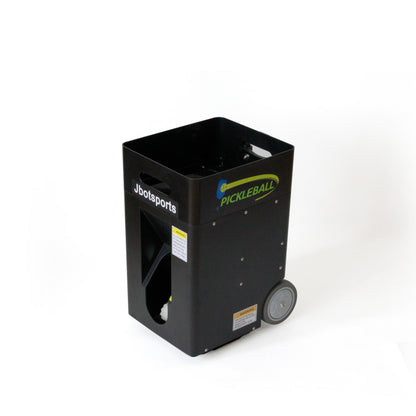 Jbotsports Pickleball Ball Machine - Empty Wheeled Pickleball Ball Machine (Side View with Pickleball Branding)