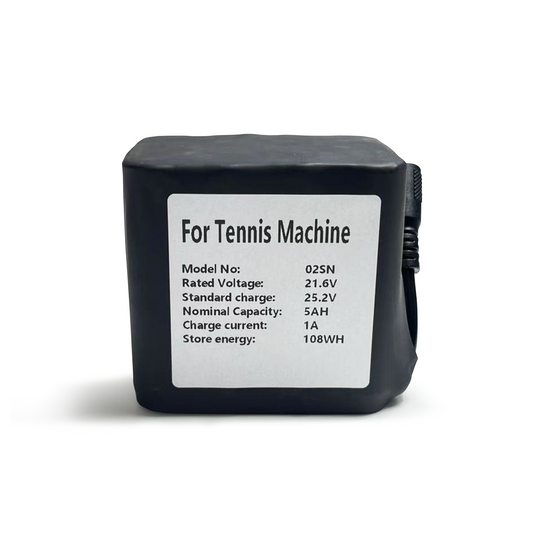 02SN Additional Battery for Tennis Machine: 21.6V rated voltage, 5AH capacity, 108WH energy storage, compatible with tennis machine power supply