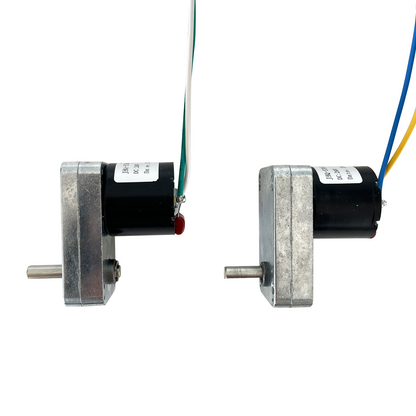 JT-02 Oaciliate Elevation Motor: Two DC motors with metal housing, equipped with different color wires, suitable for lifting & swinging equipment drive