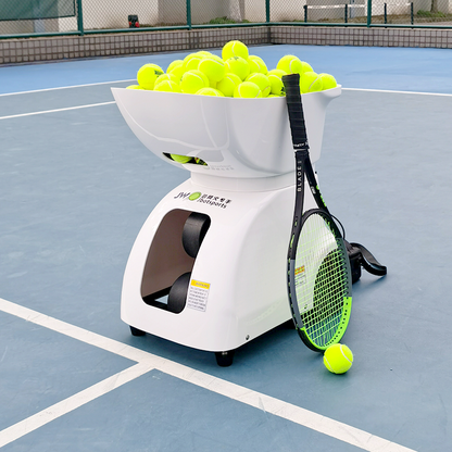 Jbotports Tennis Ball Machine with Full Tennis Balls & Racket - Portable Tennis Practice Equipment for Court Training