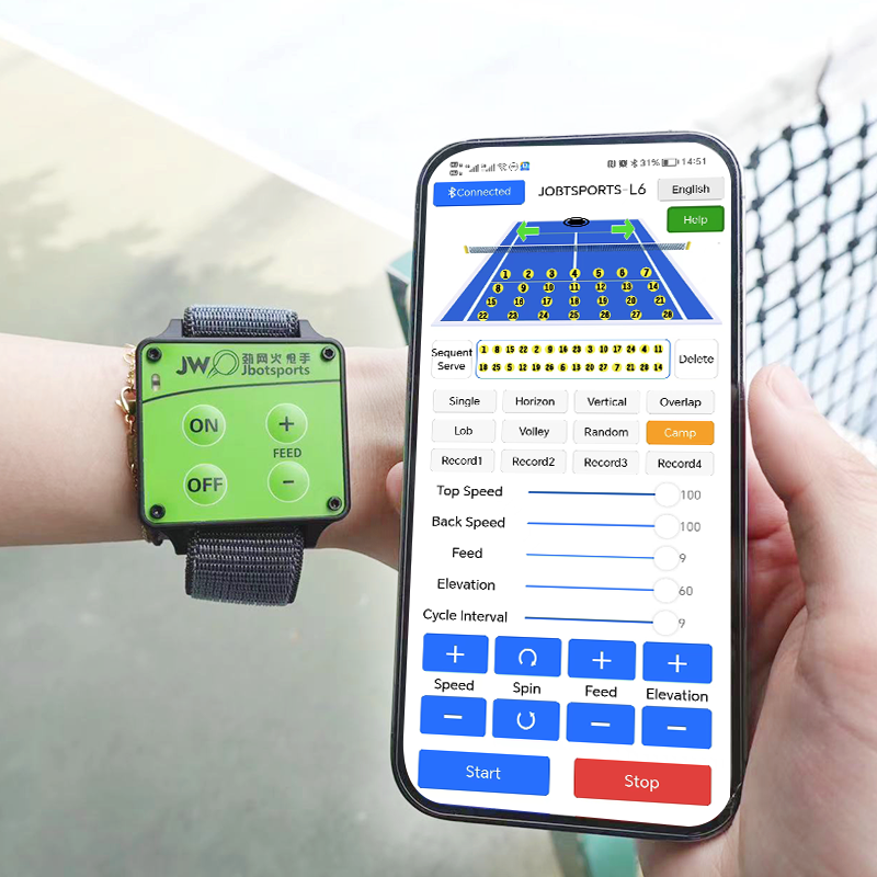 Jbotsports Pickleball Machine JP-L6 - Wireless Remote & App Control System for Adjusting Serve Speed, Spin & Position in Pickleball Training